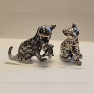 Franklin Mint Pewter Cat Duo Figurines